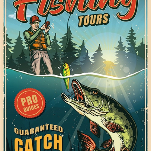 Schild Spruch Fishing Tours Guaranteed Catch Fisch Ausflüg Garantierter Fang JW