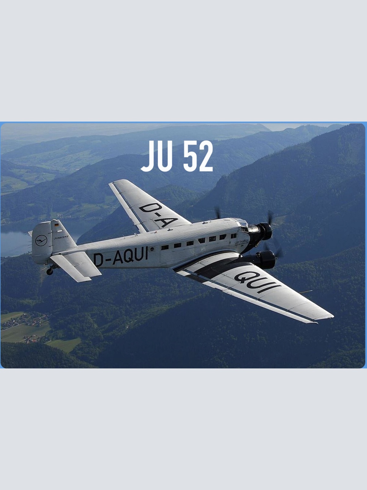 Schild Spruch JU-52 Junkers Tante Ju Flugzeug Deutschland JW