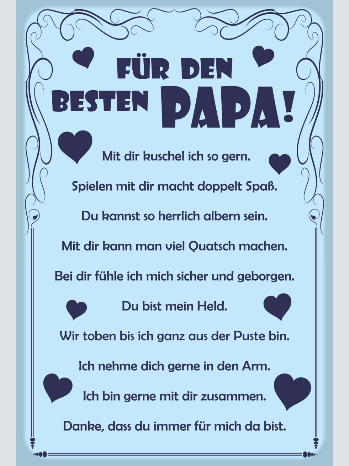 Schild Spruch Für den besten Papa Vater Danke dass du immer für mich da bist JW
