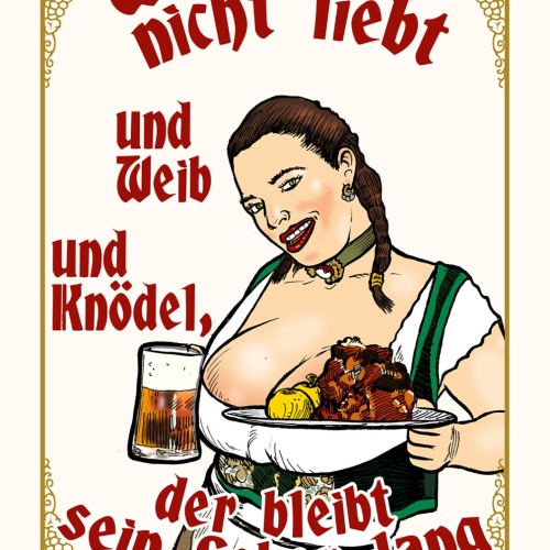Schild Spruch Wer Bier nicht liebt Weib Knödel Leben lang ein Blödel Alkohol JW