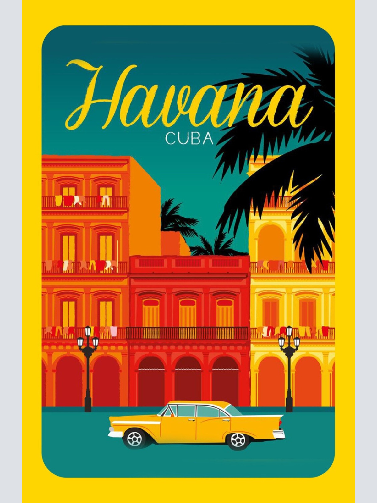 Schild Spruch Havana Cuba Havanna Kuba Auto Oldtimer Comic JW