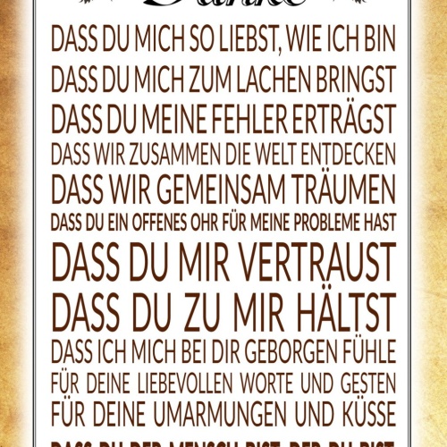 Schild Spruch Danke dass du der Mensch bist der du bist Liebe JW