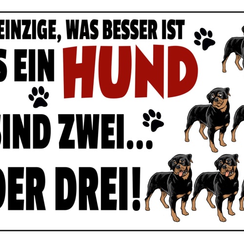 Schild Spruch Was besser ist als ein Hund sind zwei oder drei JW