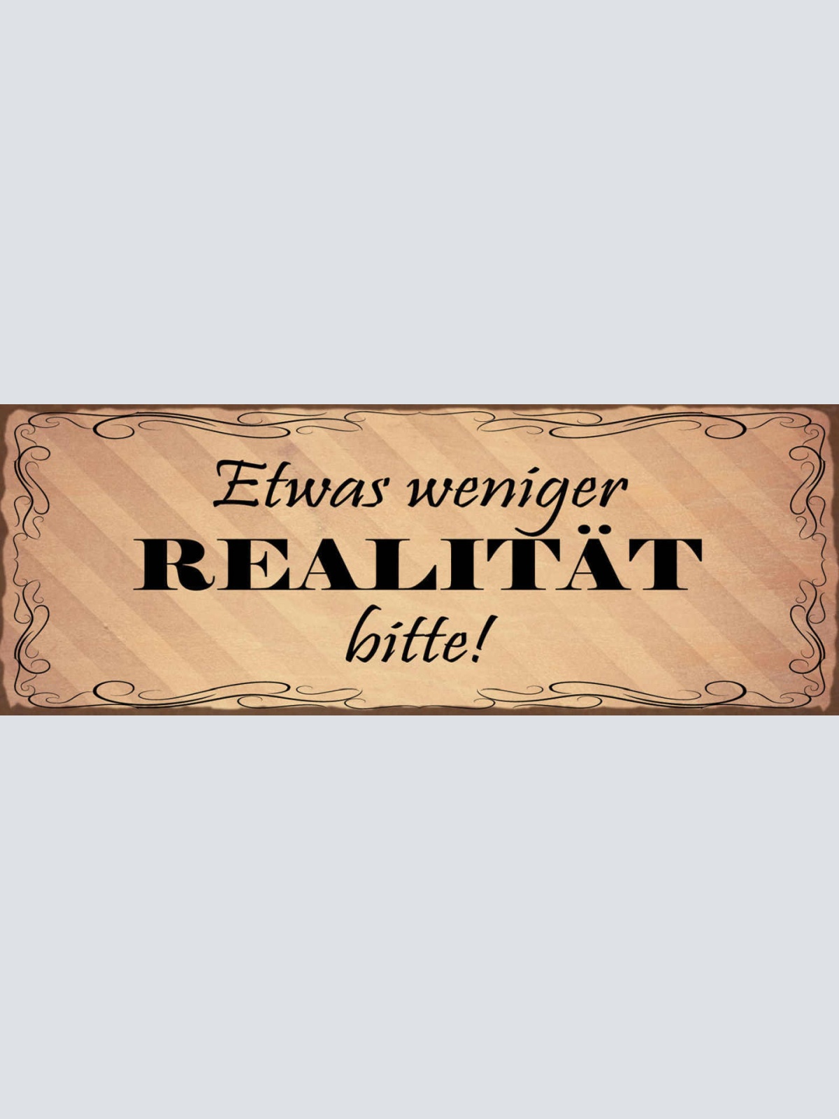 Schild Etwas Weniger Realität Bitte Fantasie Traum Leben 27x10 Blech od.Holz