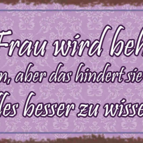 Schild Keine Frau Wird Behaupten Alles Zu Wissen Hindert Nich Besser Zu Wissen