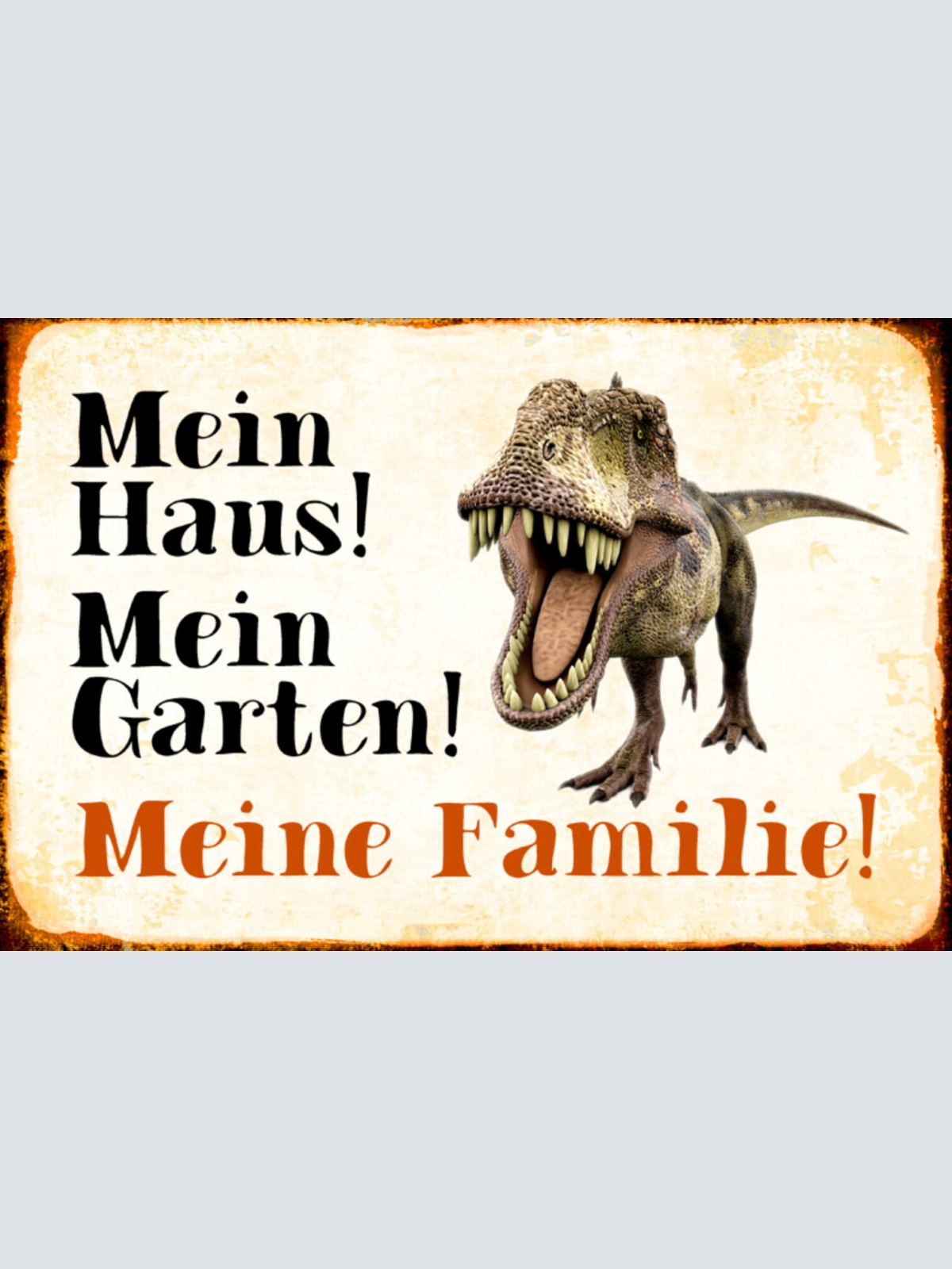 Schild Spruch Mein Haus Mein Garten Meine Familie Dinosaurier JW