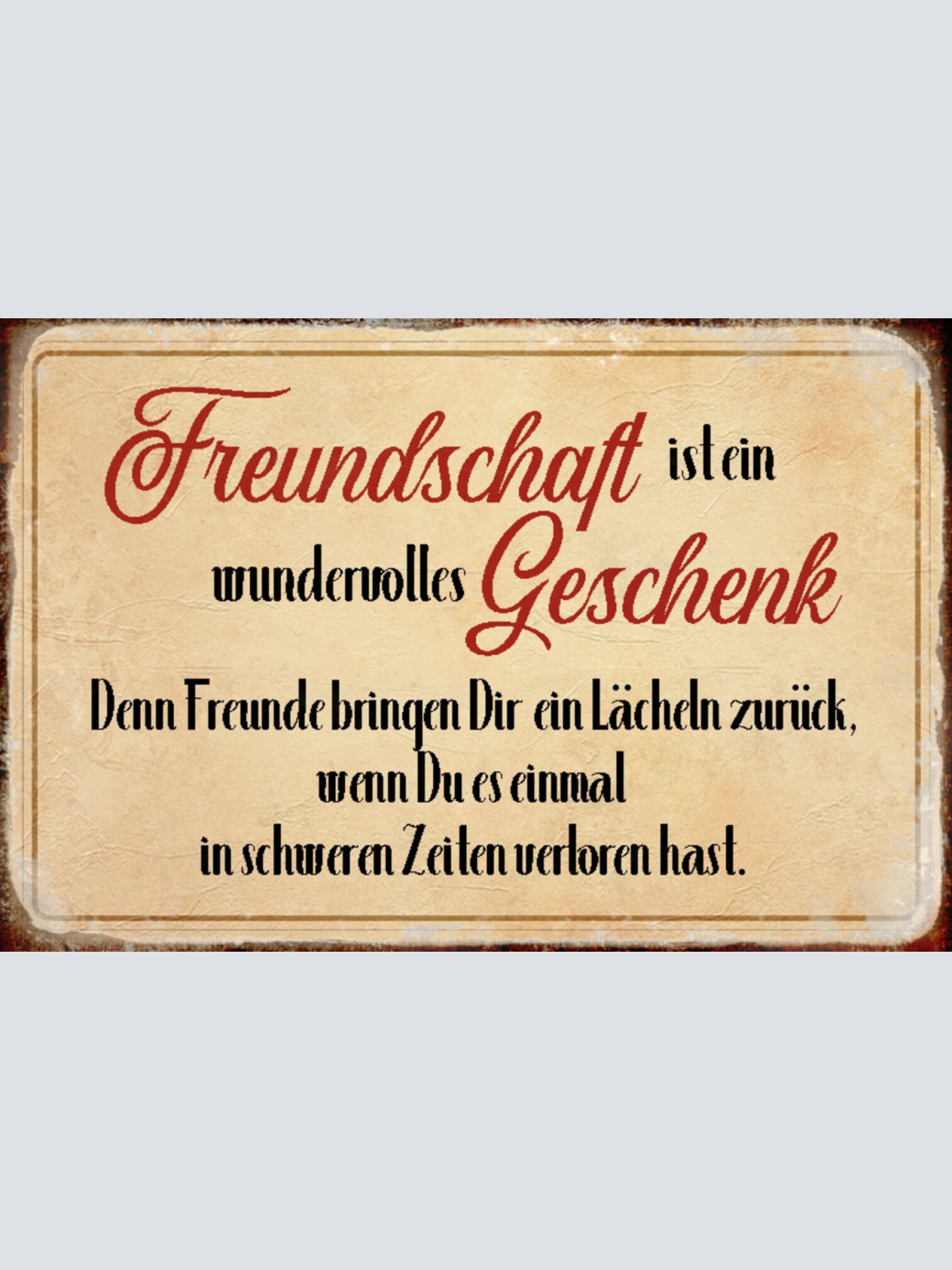 Schild Spruch Freundschaft ist ein wundervolles Geschenk Liebe JW