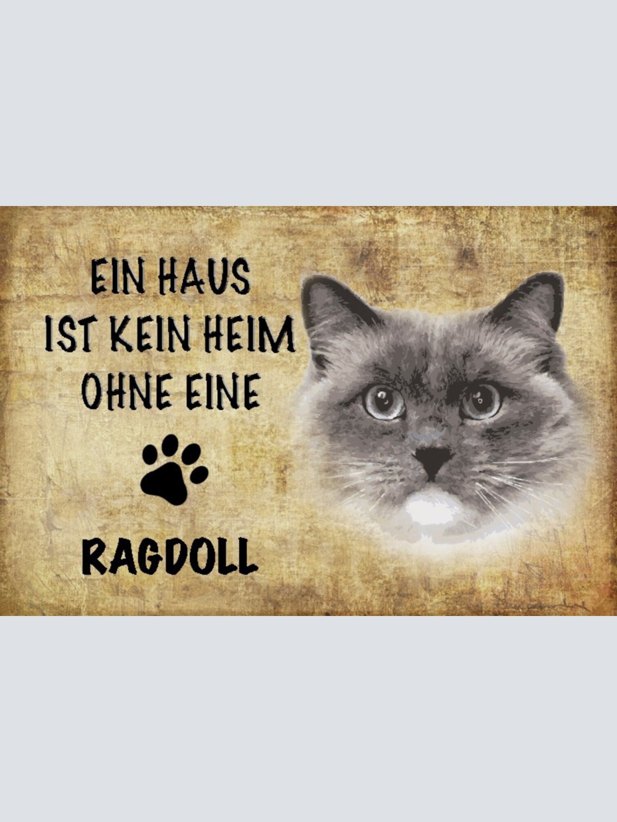 Schild Spruch Haus ist kein Heim ohne Ragdoll Katze JW