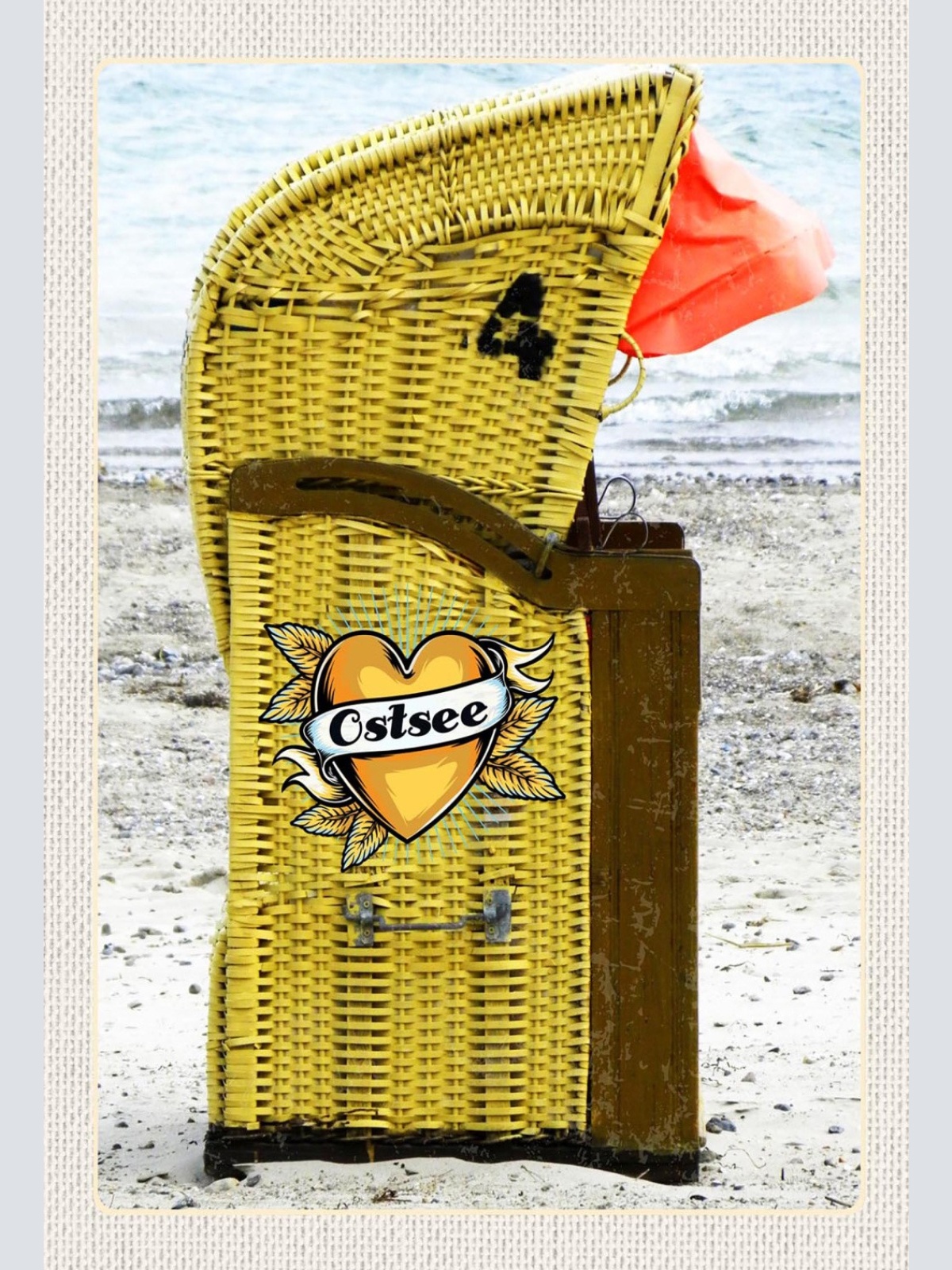 Schild Spruch Herz Liebe Ostsee Deutschland Strandkorb Strand Meer JW