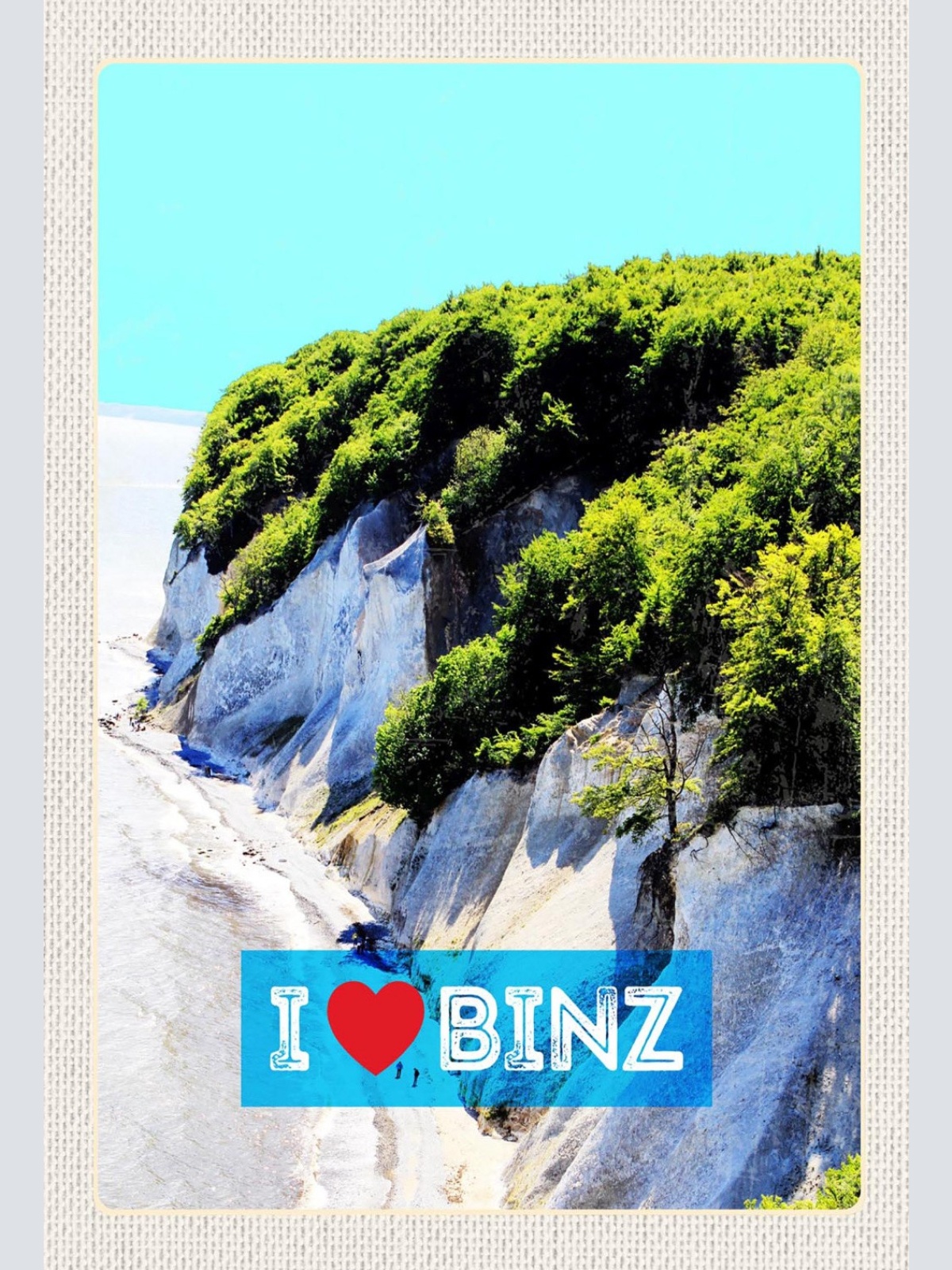 Schild Spruch I Love Binz Herz Meer Strand Felsen JW