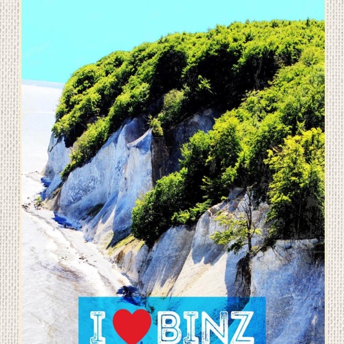 Schild Spruch I Love Binz Herz Meer Strand Felsen JW