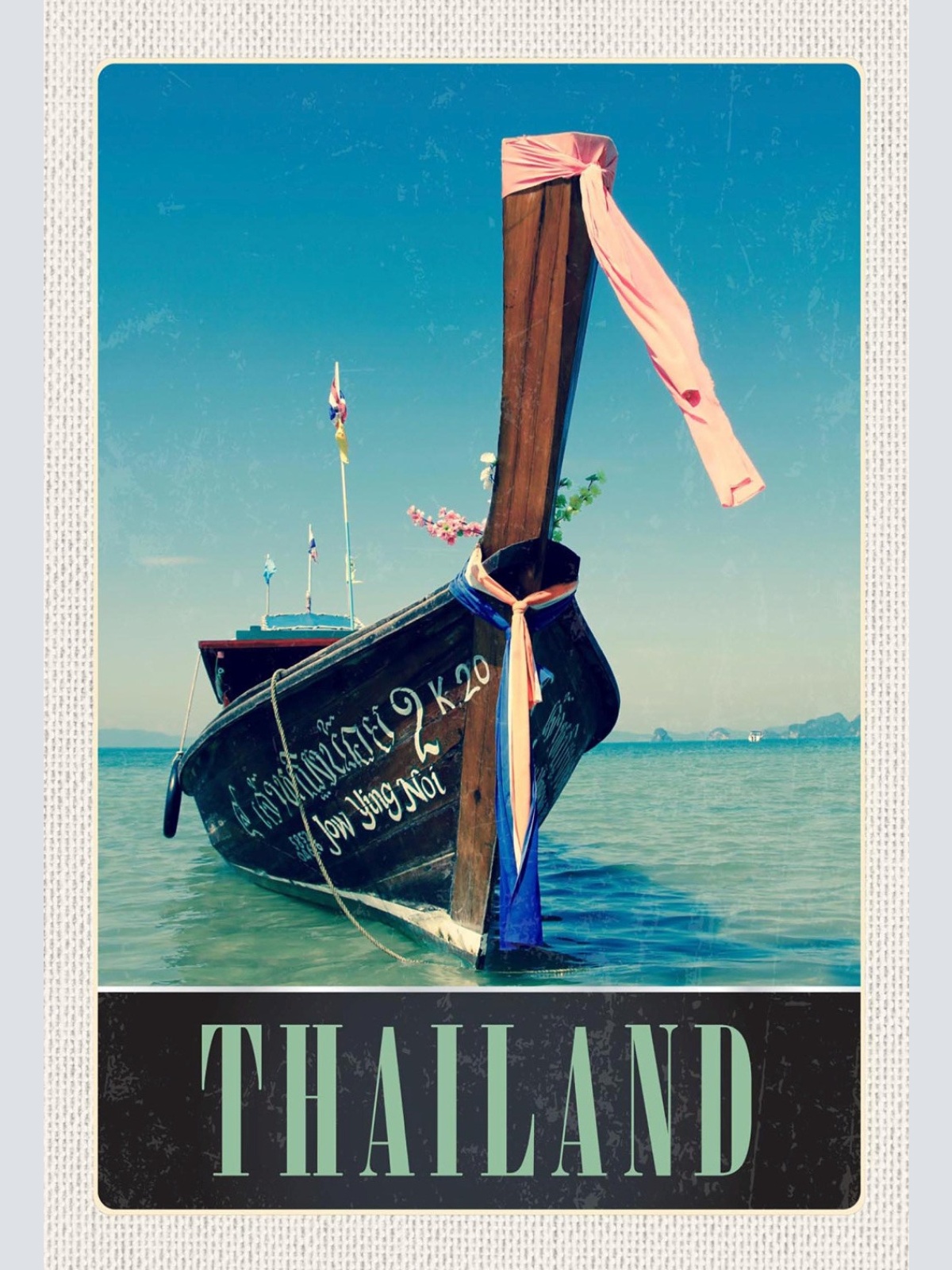 Schild Spruch Thailand Schiff Meer JW
