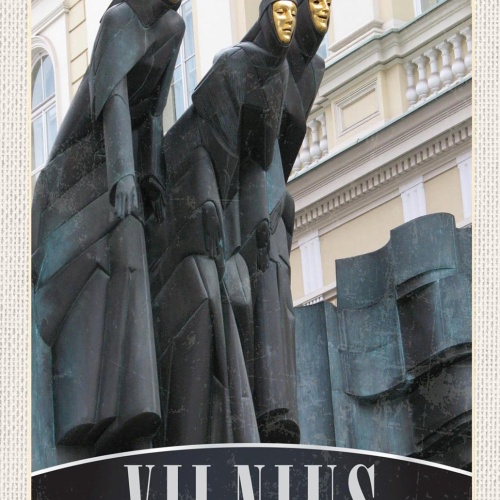 Schild Spruch Vilnius Lithuania Litauen Karnevalfiguren Freuen Denkmal JW