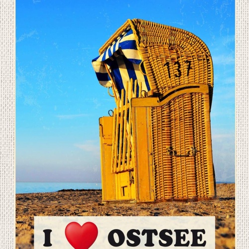 Schild Spruch I love Ostsee Deutschland Meer Strandkorb JW