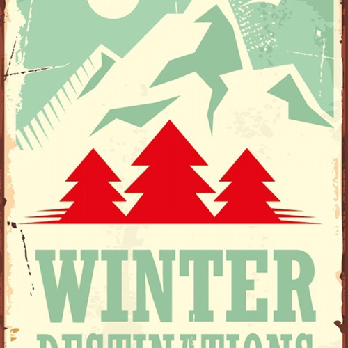 Schild Spruch Winter Destinations Winter Urlaubsorte Comic JW