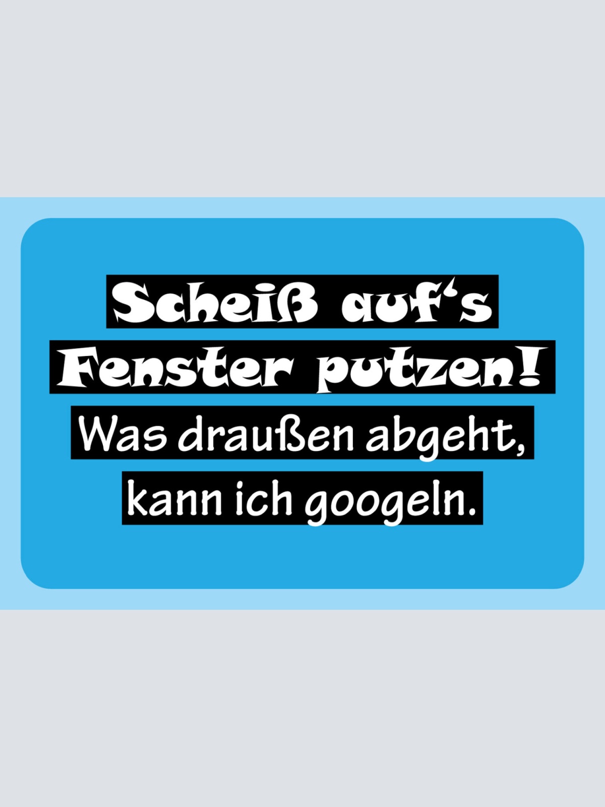 Schild Spruch Scheiß aufs Fenster putzen Was draußen abgeht kann ich googeln JW