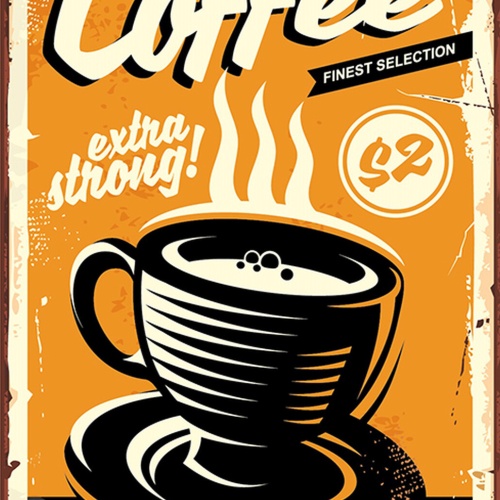 Schild Spruch Coffee Extra stron Kaffee Extra stark Essen Comic JW