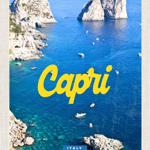 Schild Capri Italy Italien Insel Meer Felsen 12x18 20x30 30x40 Blech od. Holz