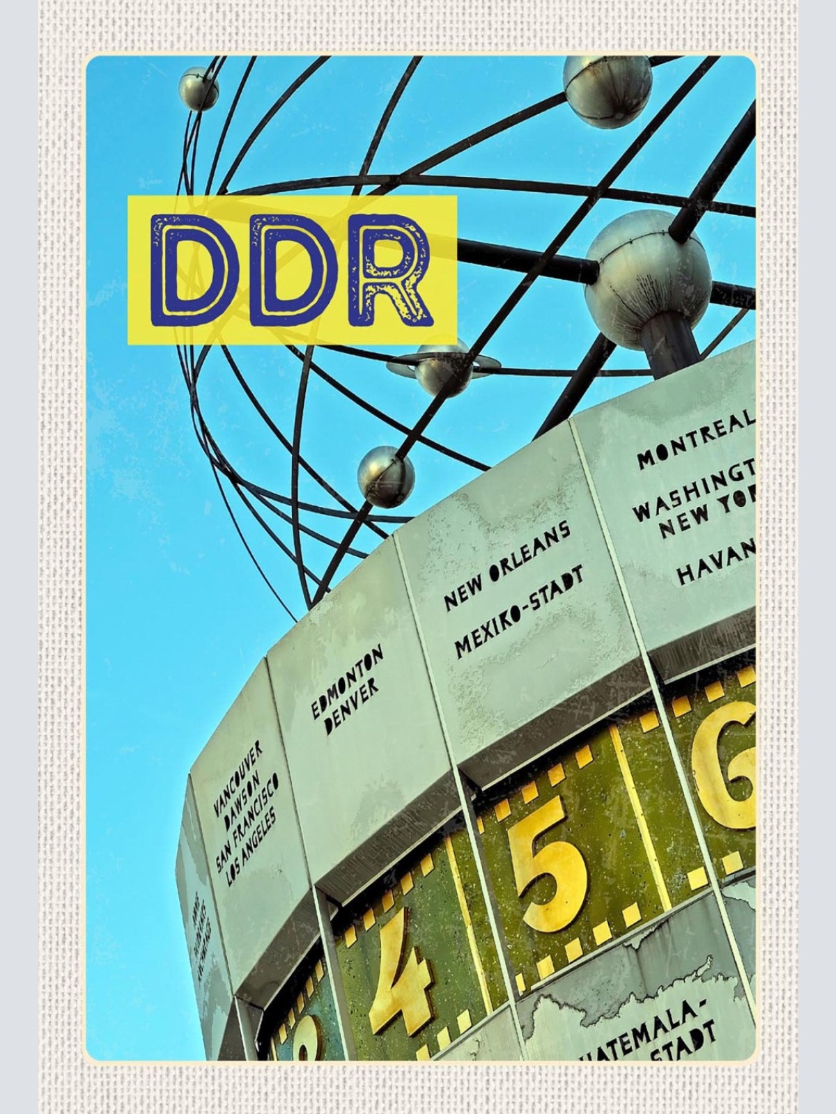 Schild Spruch DDR Berlin Alexanderplatz Weltzeituhr JW