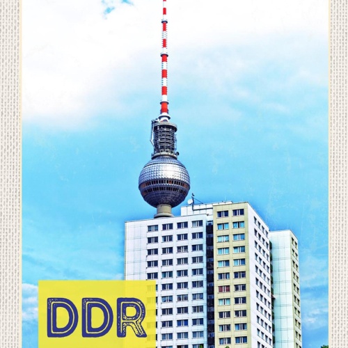 Schild Spruch DDR Fernsehturm Berlin Wohnsilo Plattenbau JW
