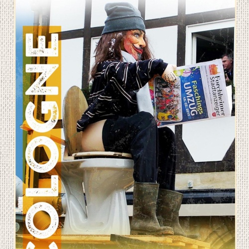 Schild Spruch Cologne Germany Köln Deutschland Faschingsumzugswagen Toilette JW