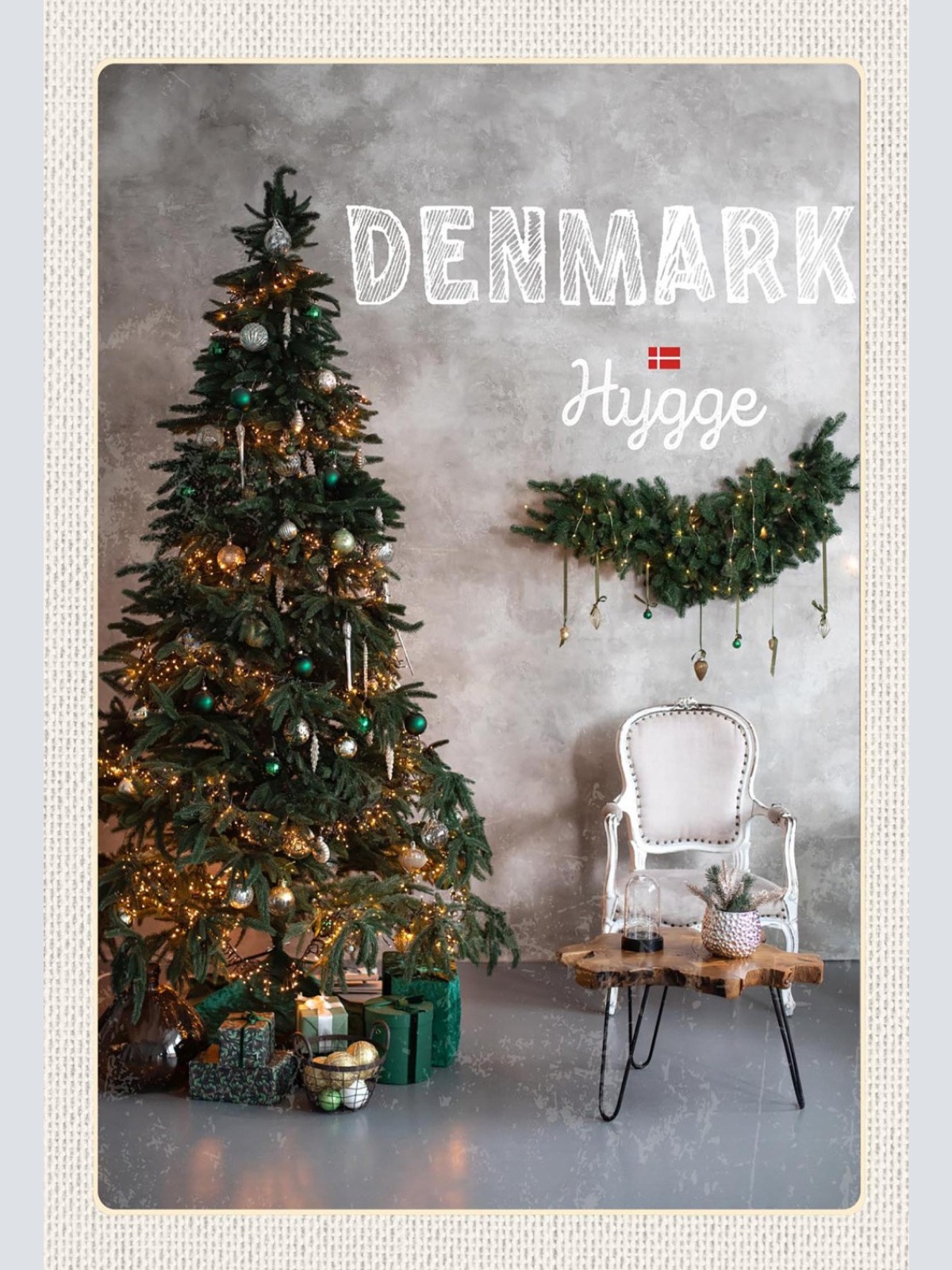 Schild Spruch Hygge Denmark Dänemark Weihnachtsbaum Weihnachten JW