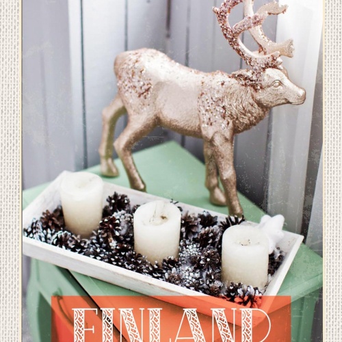 Schild Spruch Finland Finnland Rentier Kerzen JW