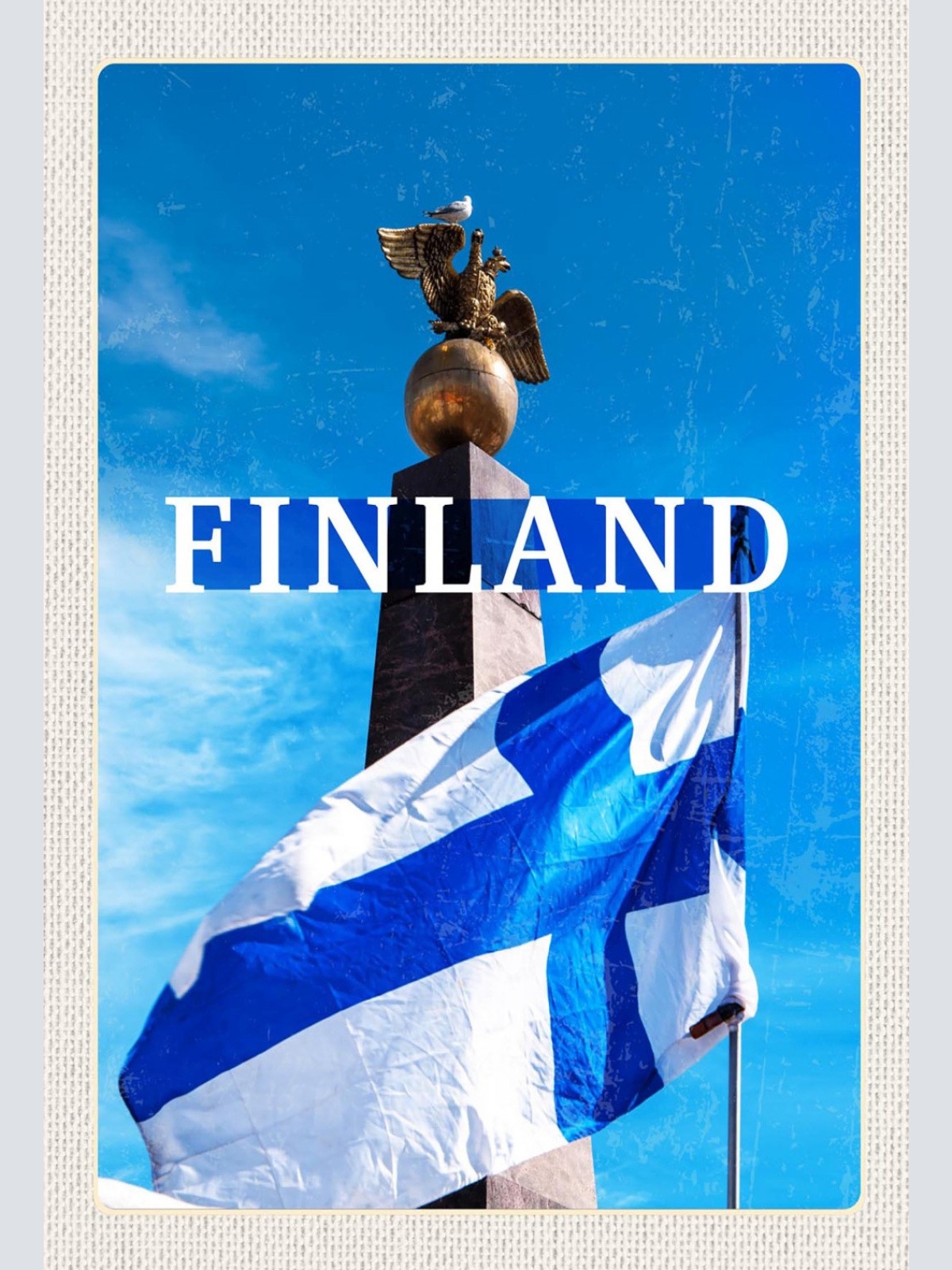 Schild Spruch Finland Finnland Nationalflagge Denkmal JW