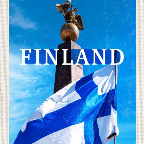 Schild Spruch Finland Finnland Nationalflagge Denkmal JW