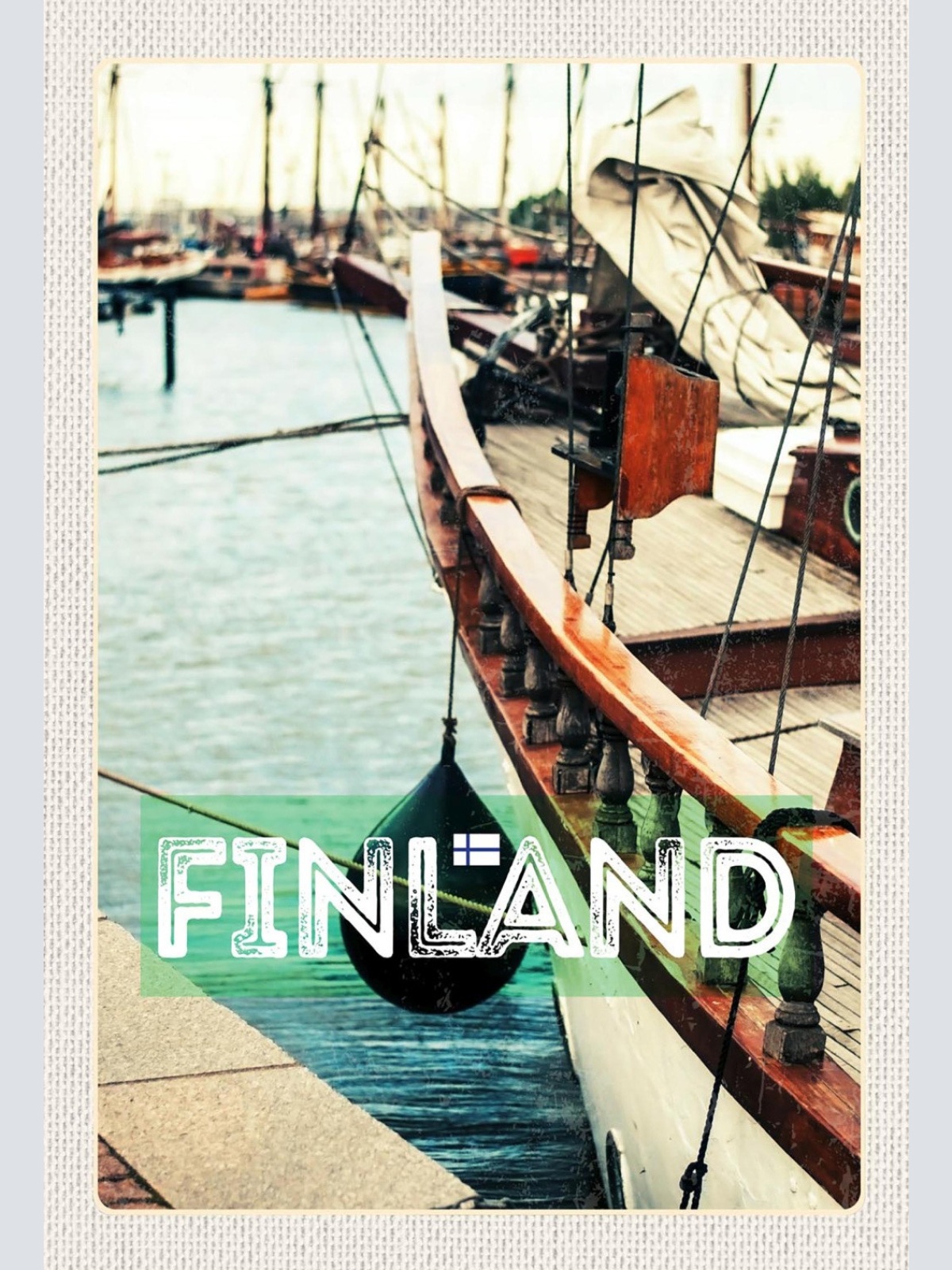 Schild Spruch Finland Finnland Hafen Meer Schiff JW