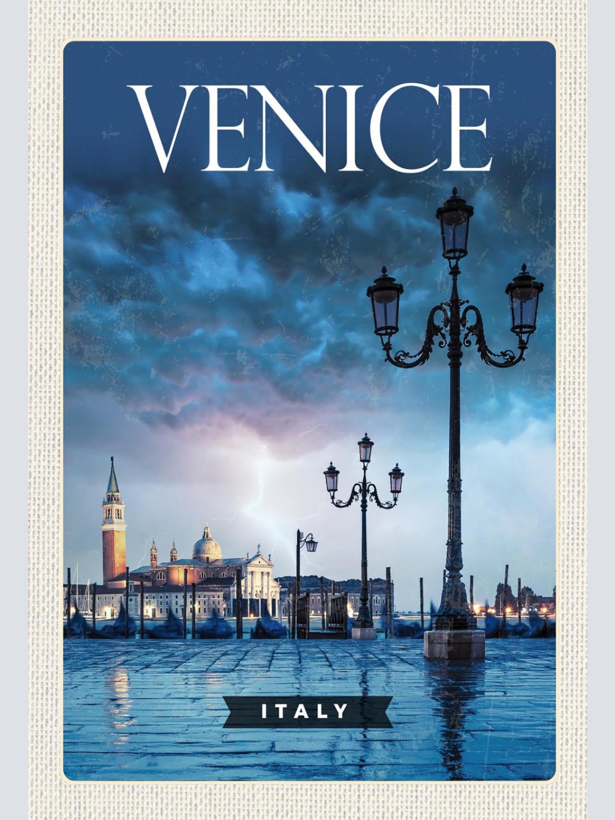 Schild Spruch Venice Venedig Italy Italien Dogenpalast Meer Gewitter Blitz JW