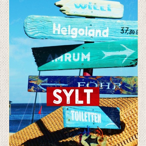 Schild Spruch Sylt Deutschland Wegweiserbaum Willi Helgoland Amrum Toiletten JW