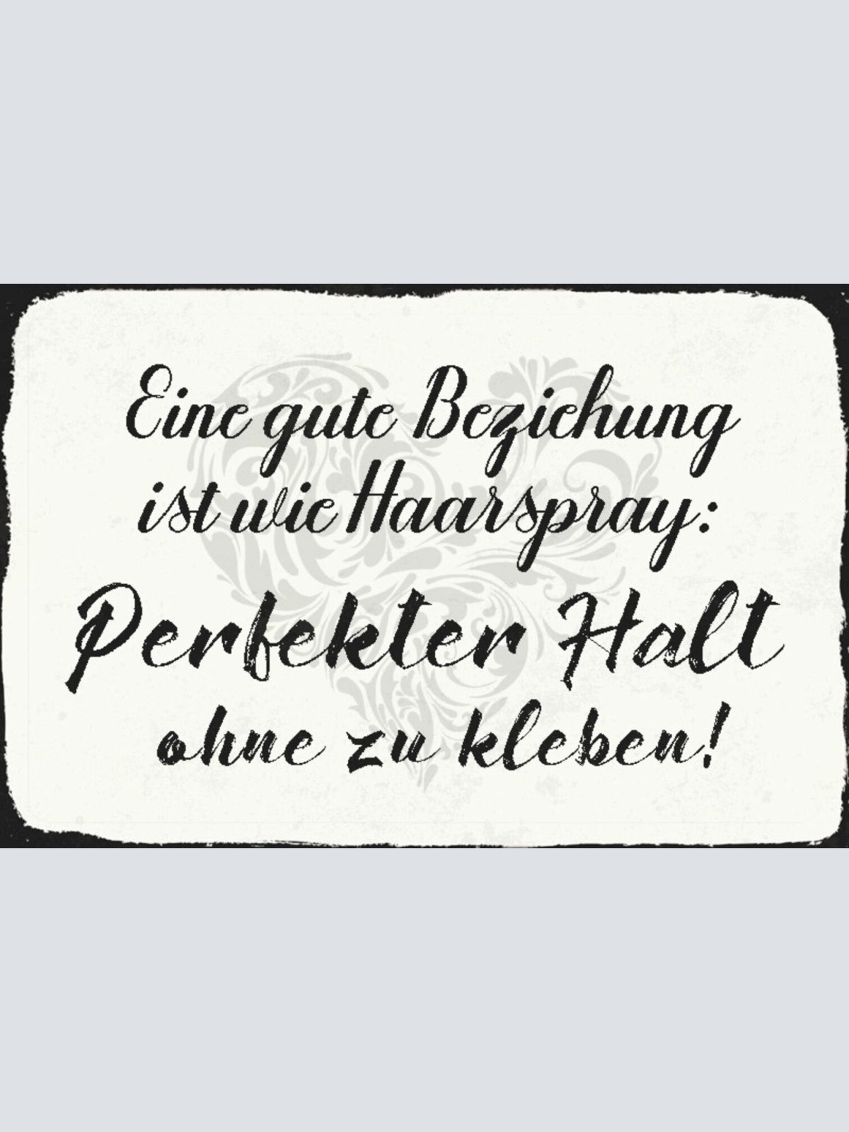 Schild Spruch Gute Beziehung ist wie Haarspray Perfekter Halt ohne zu Kleben JW