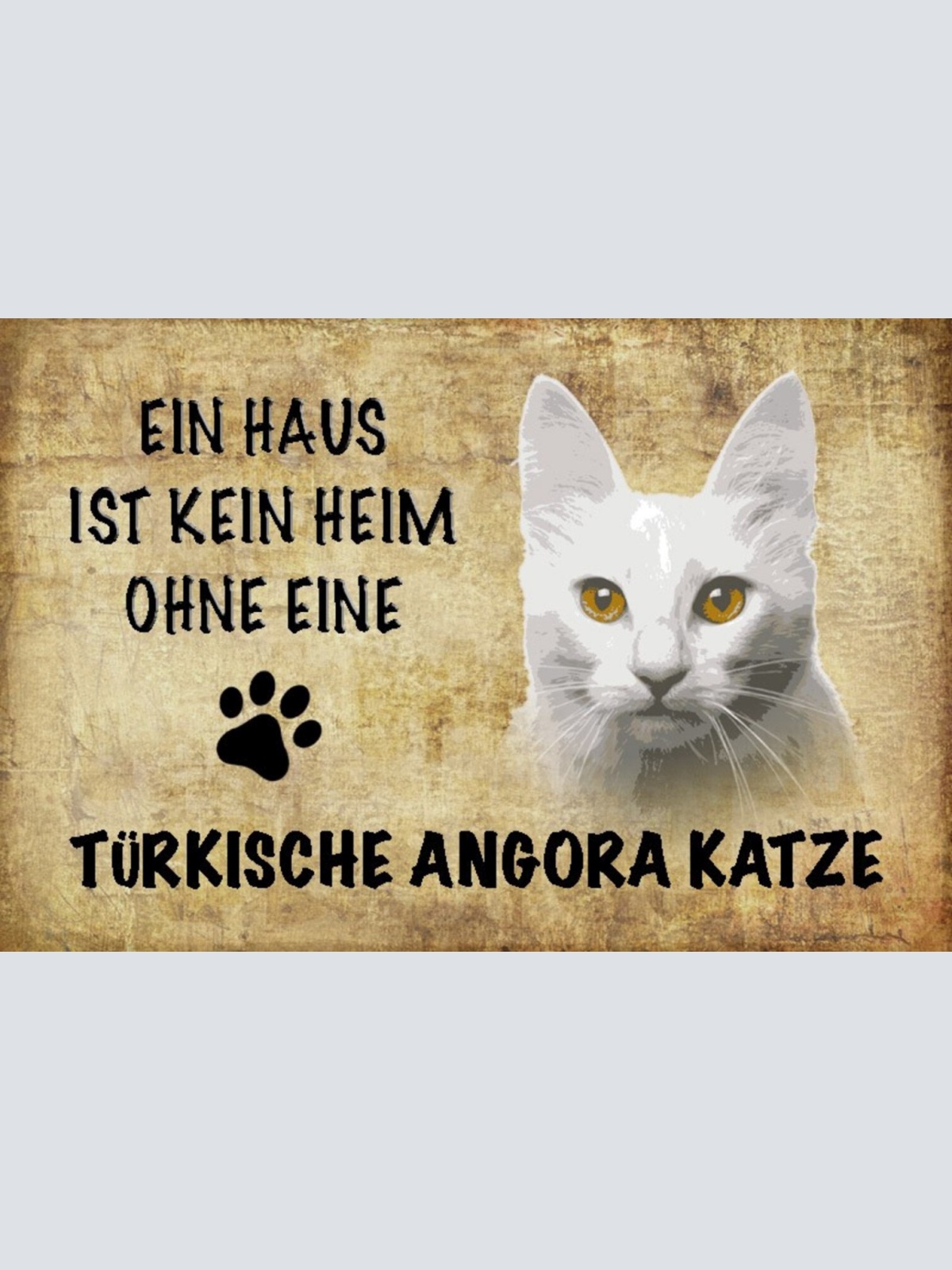 Schild Spruch Haus ist kein Heim ohne Türkische Angora Katze JW