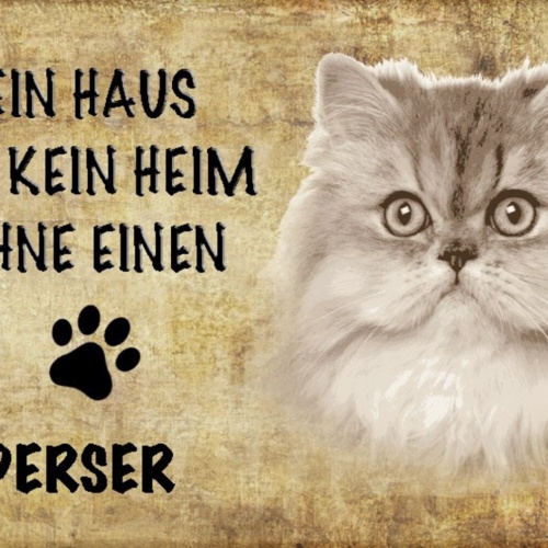 Schild Spruch Haus ist kein Heim ohne Perser Katze JW