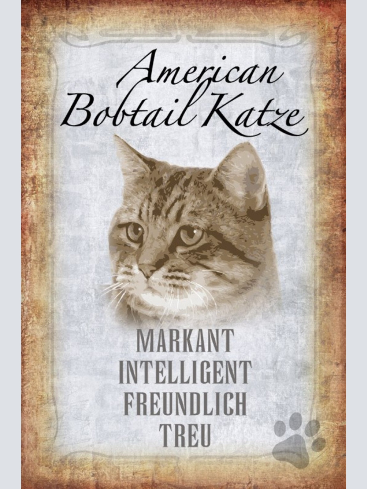 Schild Spruch American Bobtail Katze Steckbrief Markant Treu JW