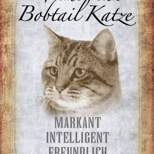 Schild Spruch American Bobtail Katze Steckbrief Markant Treu JW