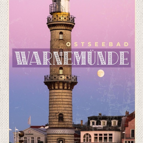 Schild Spruch Ostseebad Warnemünde Leuchtturm Mond JW