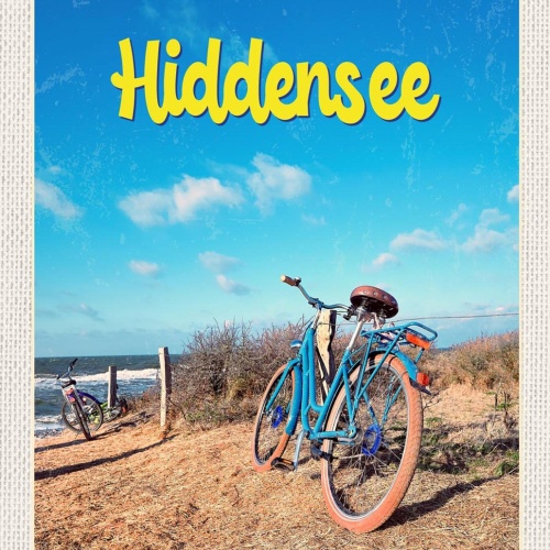 Schild Spruch Hiddensee Deutschland Strand Meer Fahrräder JW