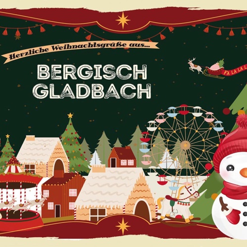 Schild Spruch Herzliche Weihnachtsgrüße aus Bergisch Gladbach Comic JW