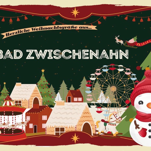 Schild Spruch Herzliche Weihnachtsgrüße aus Bad Zwischenahn Comic Schneemann JW