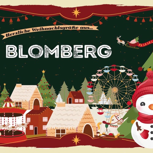 Schild Spruch Herzliche Weihnachtsgrüße aus Blomberg Comic Schneemann JW