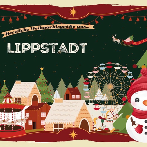 Schild Spruch Herzliche Weihnachtsgrüße aus Lippstadt Comic Schneemann JW