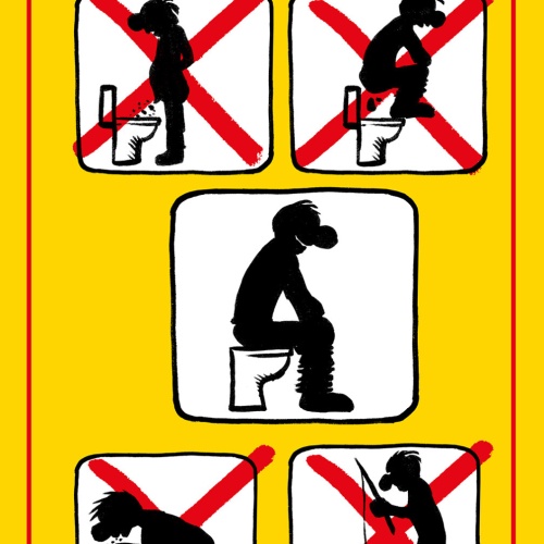 Schild Spruch Toiletten Regeln Comic Nicht fischen Warnung JW