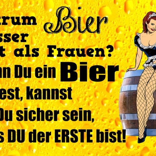 Schild Spruch Warum Bier besser ist als Frauen Bei Bier bist Erster Alkohol JW