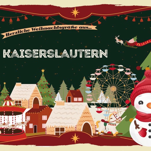 Schild Spruch Herzliche Weihnachtsgrüße aus Kaiserslautern Comic Schneemann JW