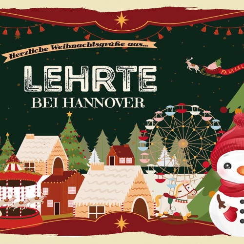 Schild Spruch Herzliche Weihnachtsgrüße aus Lehrte bei Hannover Comic JW