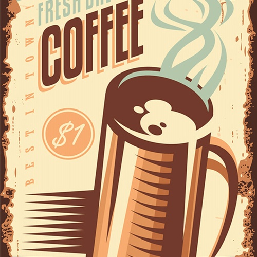 Schild Spruch Extra Large Fresh Brewed Coffee Kaffe frisch gebraut Comic JW