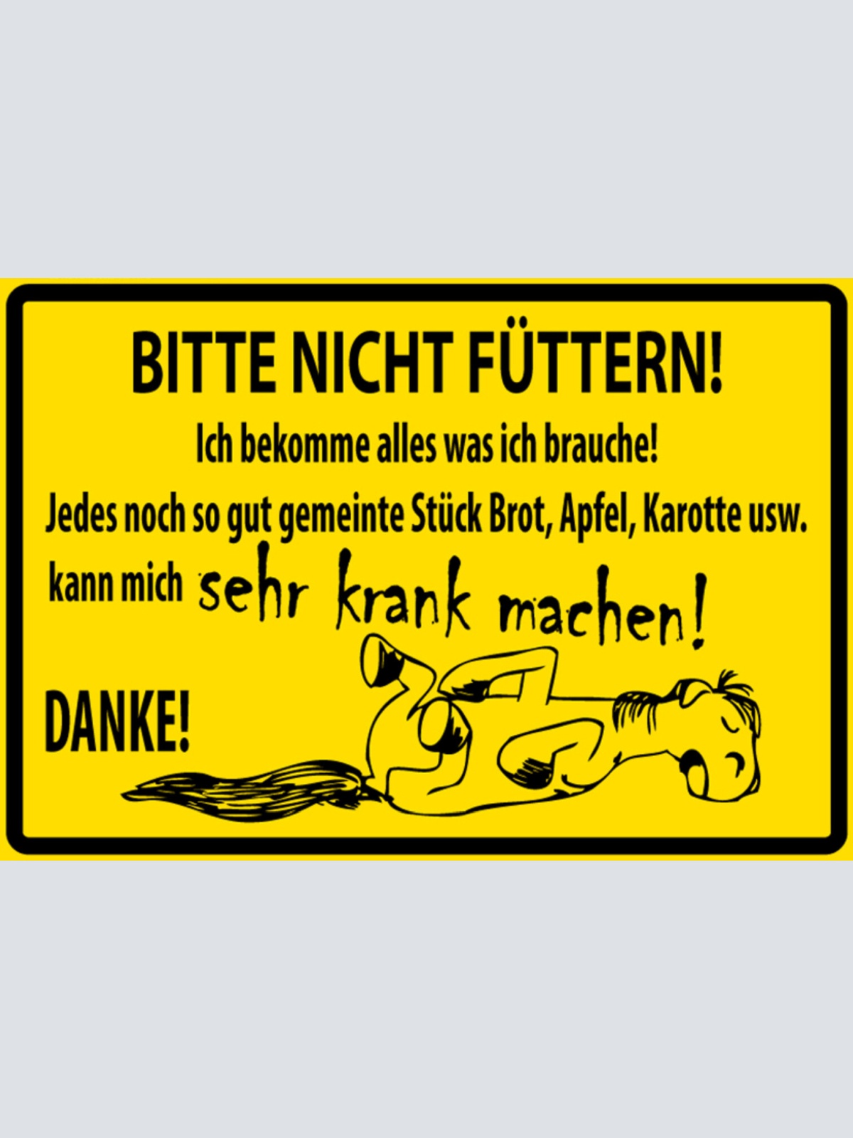 Schild Heizraum Bitte nicht Füttern Pferd Jedes Stück Apfel kann mich Warnung JW
