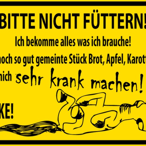 Schild Heizraum Bitte nicht Füttern Pferd Jedes Stück Apfel kann mich Warnung JW